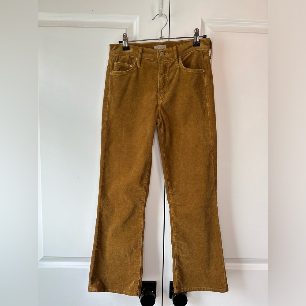 MOTHER The Outsider Crop Hopscotch Okra Corduroy Cropped (Size 25)